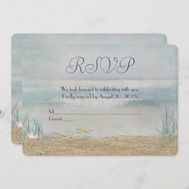 wedding vow renewal seashore RSVP Invitation (Front/Back)