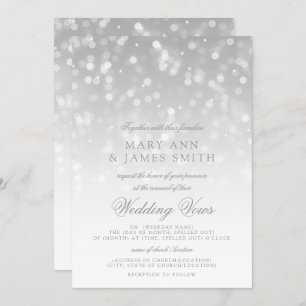 Wedding Vow Renewal Silver Bokeh Sparkle Lights Invitation