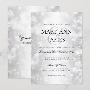 Wedding Vow Renewal Silver Shimmer Lights Invitation