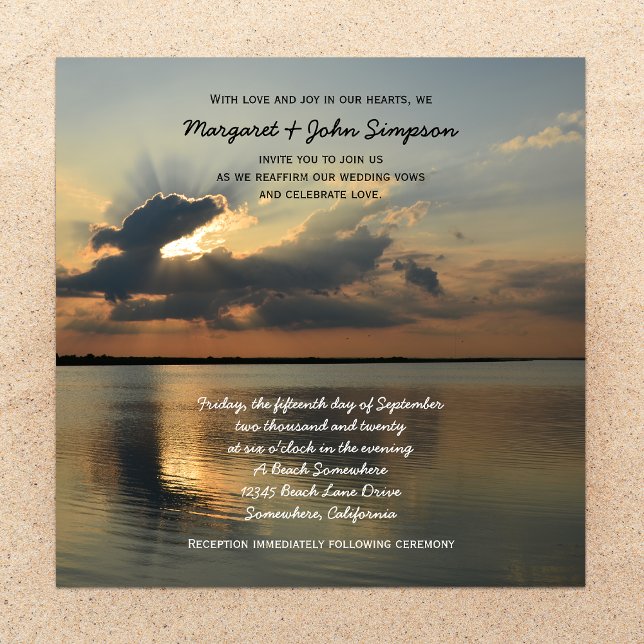 Wedding Vow Renewal Sunset on Water Invitation (Creator Uploaded)