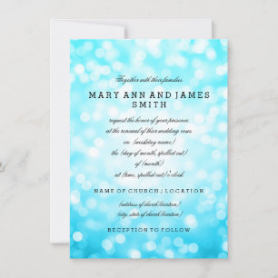 Wedding Vow Renewal Turquoise Glitter Lights Invitation