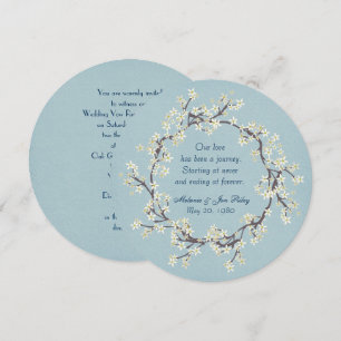 Wedding Vow Renewal wreath on soft aqua texture Invitation