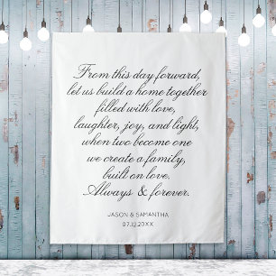 Wedding Vows Backdrop Personalised Calligraphy Tapestry