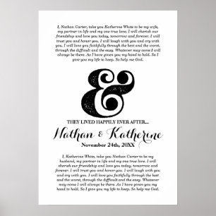 Wedding Vows Black Ampersand Happily Ever After Poster
