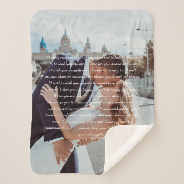 Wedding Vows Couple Photo Sherpa Blanket (Front)