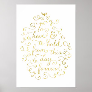 Wedding Vows   Faux Gold Foil Calligraphy Poster