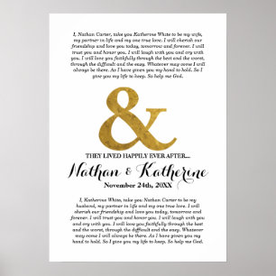 Wedding Vows Gold Ampersand Happily Ever After Poster