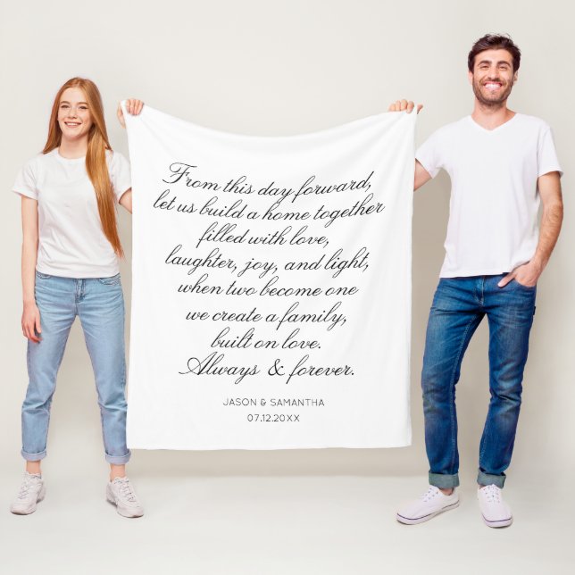 Wedding Vows Personalised Calligraphy Fleece Blanket (In Situ)