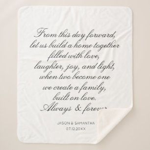 Wedding Vows Personalised Calligraphy Sherpa Blanket
