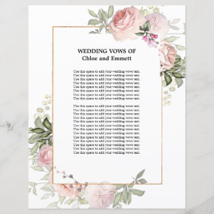 Wedding Vows Pink Rose Floral