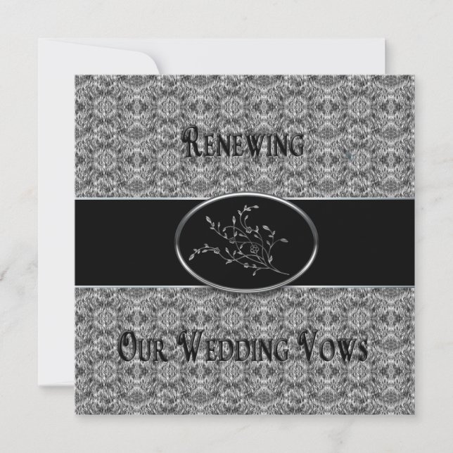 Wedding Vows Renewal Invitation - Black/Silver (Front)