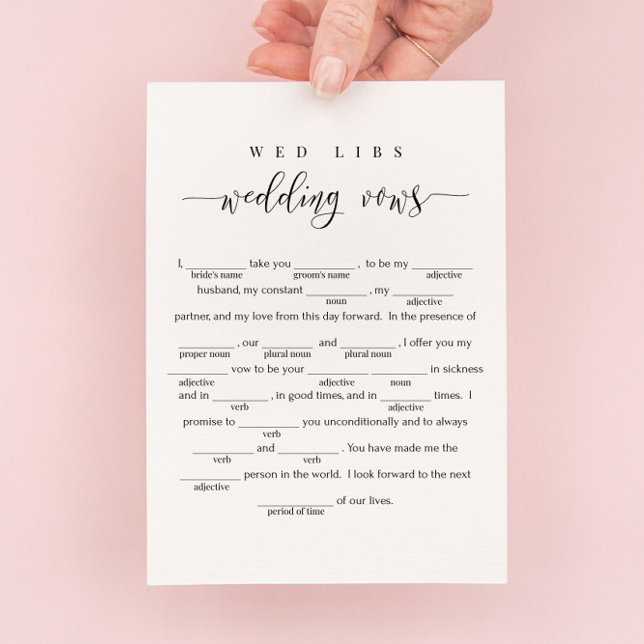 Wedding Vows Wed Libs Game Card (Creator Uploaded)