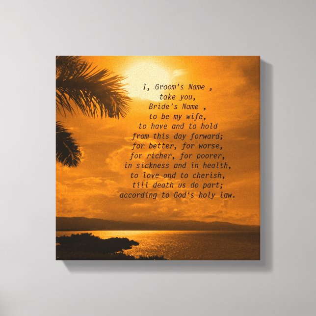Wedding Vows Word Art Picture Canvas Print (Front)