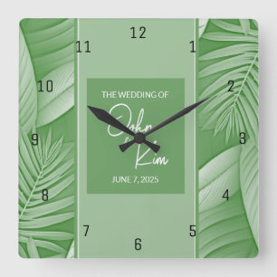 Wedding Wall Clock Tropical Green
