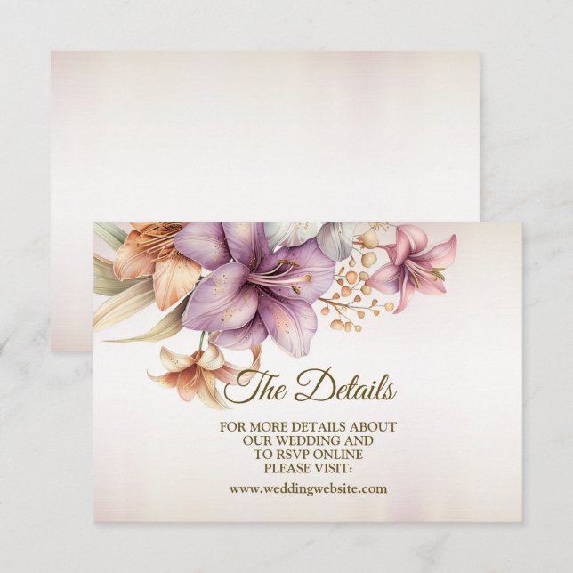 Wedding Watercolor Boho Pink Flowers Elegant Enclosure Card (Front/Back)