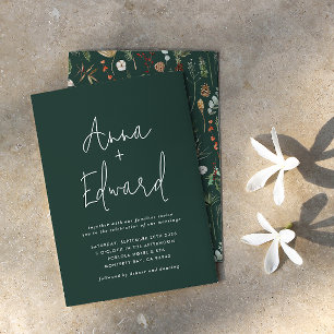  Wedding watercolor botanical floral green modern Invitation