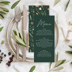 Wedding watercolor botanical floral green moody Menu