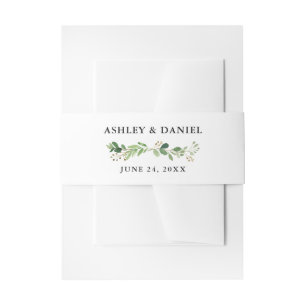 Wedding Watercolor Botanical Green Invitation Belly Band
