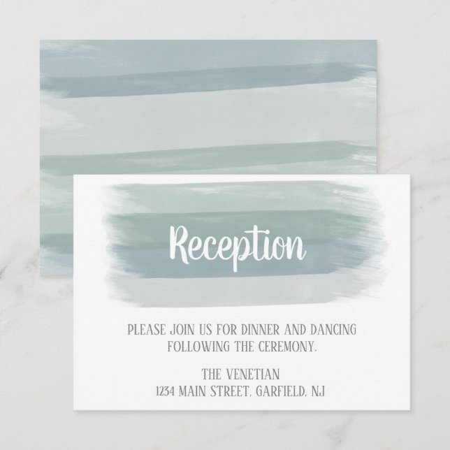 Wedding Watercolor Brush Stroke Reception Card (Front/Back)