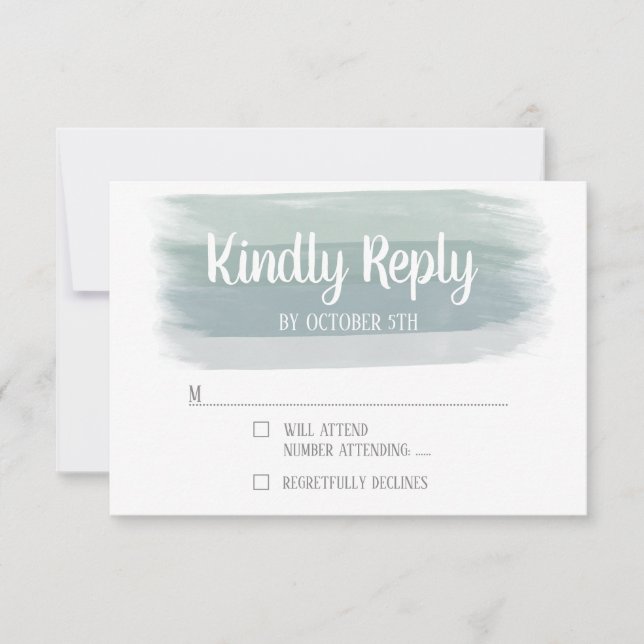 Wedding Watercolor Brush Stroke RSVP Card (Front)