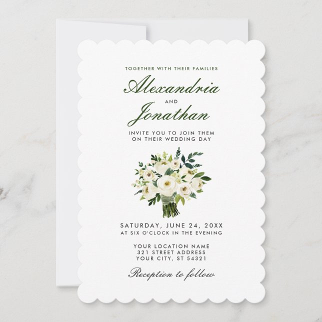 Wedding Watercolor Floral Green Invite S (Front)