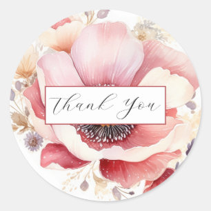 Wedding Watercolor Floral Plum Favour Classic Round Sticker