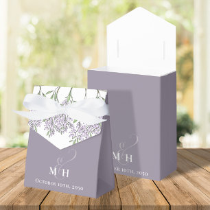 Wedding Watercolor Flowers Botanical Lavender  Favour Box