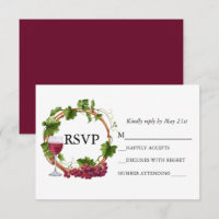 Wedding Watercolor Grape Vines Wreath Burgundy