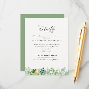 Wedding-Watercolor Greenery and Foliage Details Enclosure Card