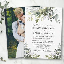 Wedding Watercolor Greenery Photo Back