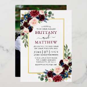 Wedding Watercolor Mixed Floral Photo Gold