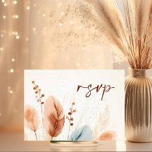 Wedding Watercolor Pampas Terracotta Blue