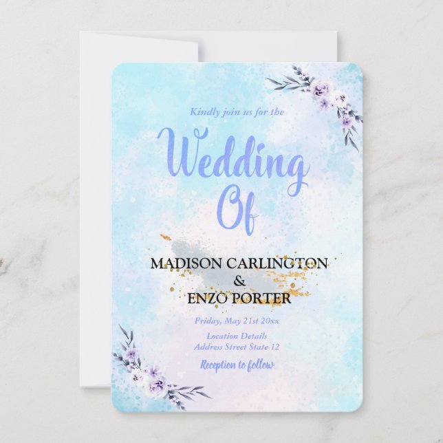 Wedding Watercolor Pastel Announcement (Front)