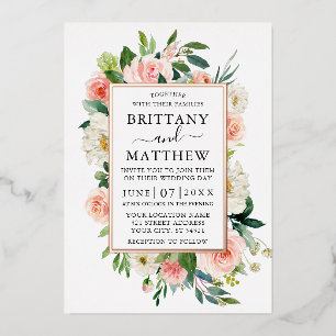 Wedding Watercolor Pink White Floral Rose Gold
