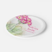 Wedding watercolor primula custom paper plate