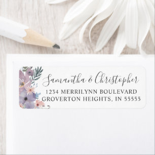 Wedding Watercolor Purple Floral Wildflower Script