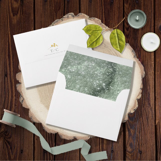 Wedding Watercolor Texture Sage ID954  Envelope (Interior/Back In Situ)