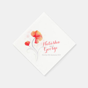 Wedding watercolor wildflower orange paper napkin