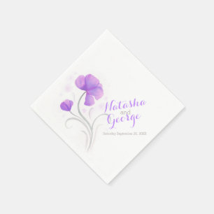 Wedding watercolor wildflower purple paper napkin