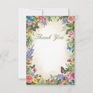 Wedding Watercolor Wildflower Thank You Card