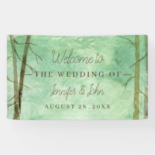 Wedding Watercolor woodland landscape Banner