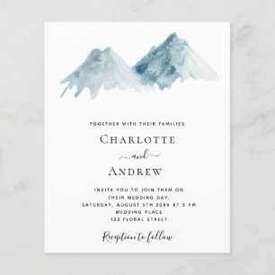 Wedding watercolored mountain landscape invitation