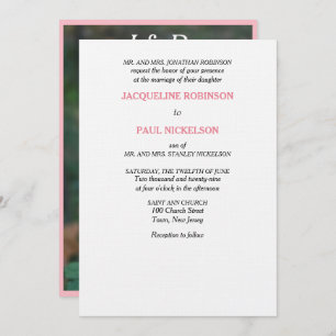 Wedding We Do Monogram Pastel Pink Rose Invitation