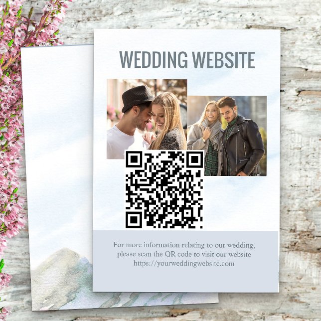 Wedding Website 2 Photo QR Code Mountain Meadow Enclosure Card (Wedding Website insert card with custom QR code and 2 photos from my Mountain Meadow collection)