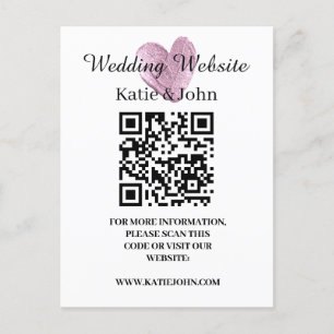 Wedding Website Add Name Text QR Code Minimalist   Postcard
