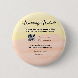 Wedding website add Q R code scan add name date ye 6 Cm Round Badge