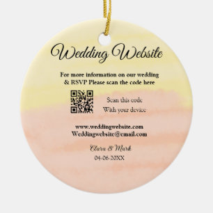 Wedding website add Q R code scan add name date ye Ceramic Tree Decoration