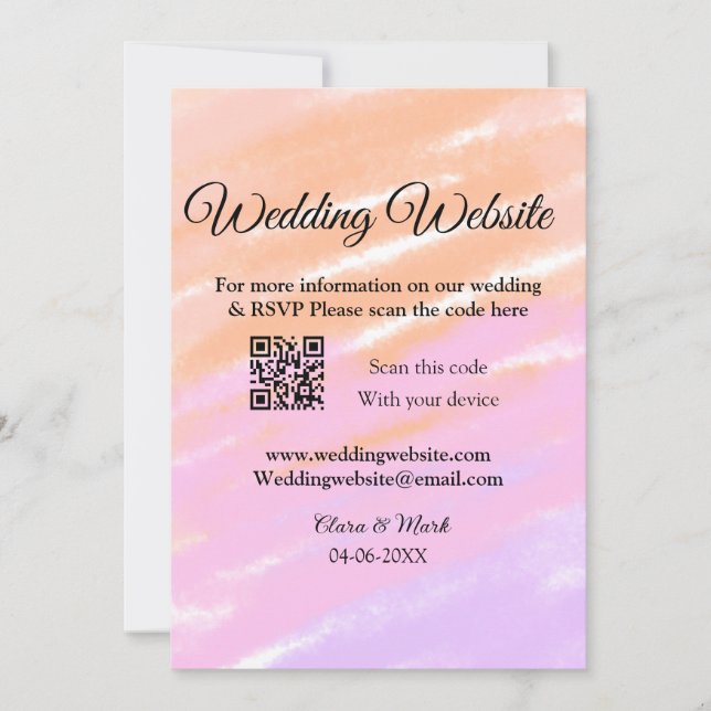 Wedding website add Q R code scan add name date ye Invitation (Front)