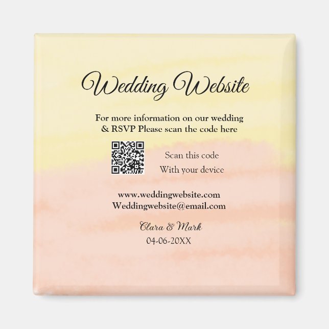 Wedding website add Q R code scan add name date ye Magnet (Front)