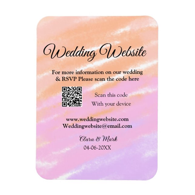 Wedding website add Q R code scan add name date ye Magnet (Vertical)
